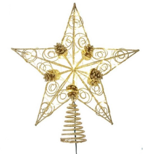 Gold Star 30 Fairy Light Christmas Tree Topper 11.5 Inch AD2801