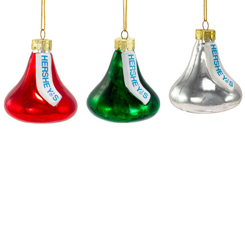 Hershey Kisses Glass Ornaments 3 Piece Box Set HY0150 New