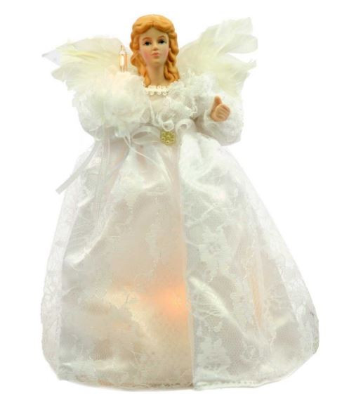 White Angel Light Up Christmas Tree Topper Decoration with 10 Lights UL2108 New