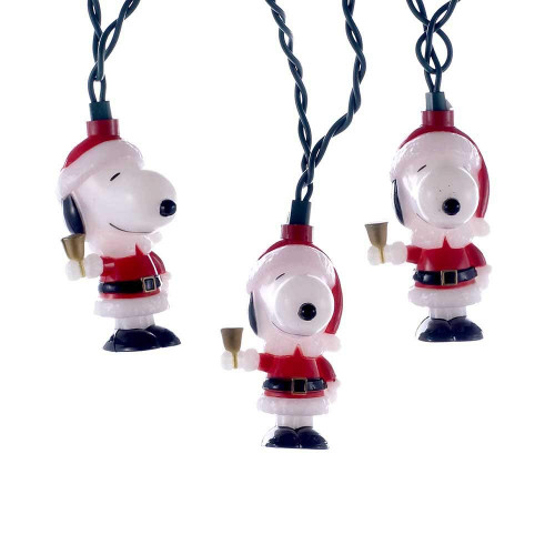 Peanuts Snoopy in Santa Suit with Bells Christmas Light Set with 10 Lights
