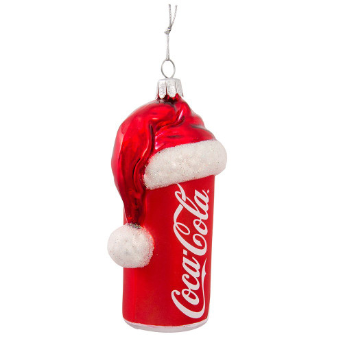 Coca Cola Can with Santa Claus Hat Glass Christmas Tree Ornament Coke CC4121 New