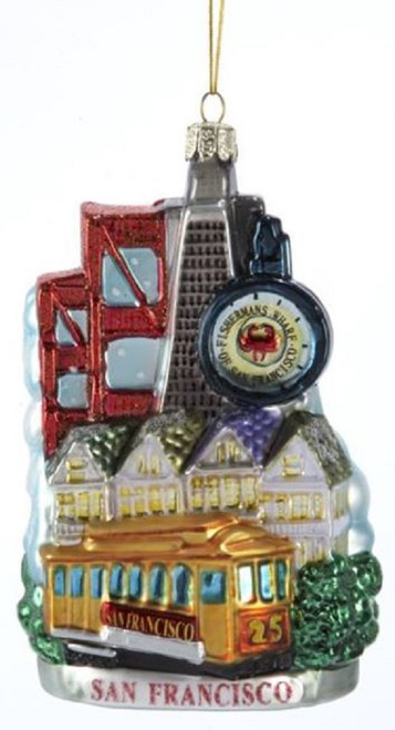 San Francisco California Cityscape Glass Christmas Ornament Decoration Landscape