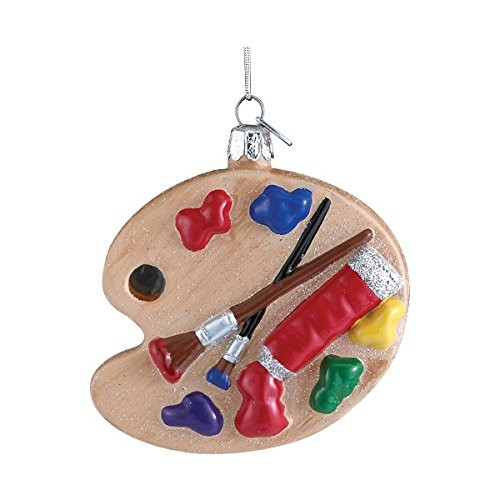 Noble Gems Artists Painting Palette Glass Christmas Ornament