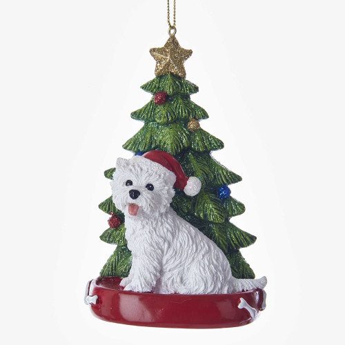 West Highland Terrier Wearing Santa Hat with Christmas Tree Ornament C7615WH New