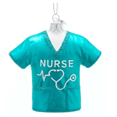 Noble Gems Nurse Scrubs Shirt Glass Christmas Tree Ornament NB1626