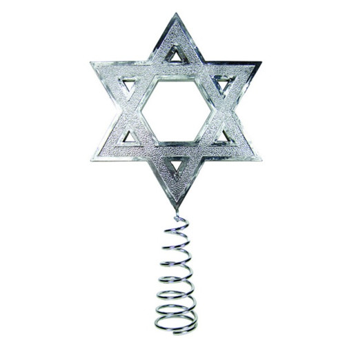Sparkling Silver Hanukkah Star of David Holiday Tree Topper Jewish Decoration