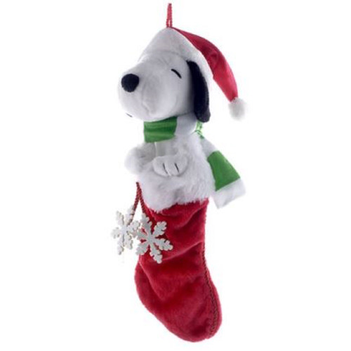 Peanuts Snoopy Plush Head Christmas Stocking Snowflake Dangles 21 Inch PN7111