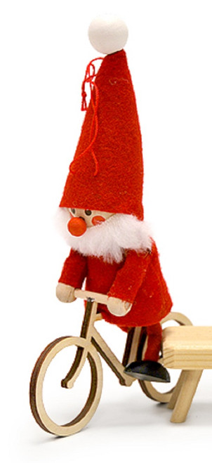 Nordic Santa Riding Bicycle Bike Gnome Christmas Ornament Nisse Tomte Tonttu New