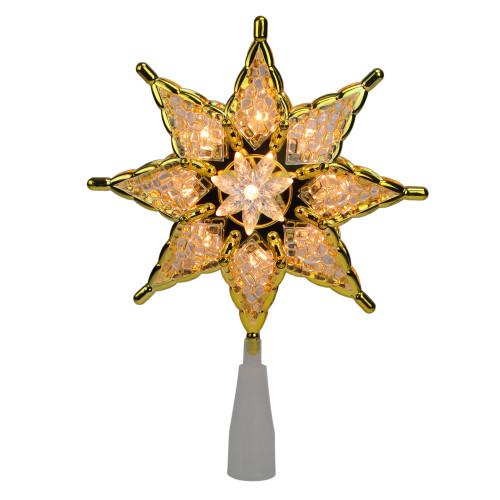 8" Lighted Clear Crystal 8-Point Star Christmas Tree Topper - Clear Lights