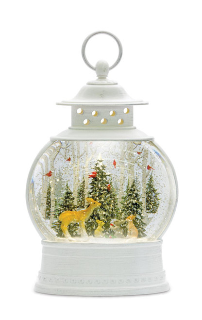 Melrose Plastic Snow Globe Lantern With White Finish 80789DS