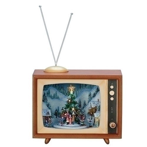 Amusements 8.75 Inch Tall Musical LED TV Carolers Rotating Figurine