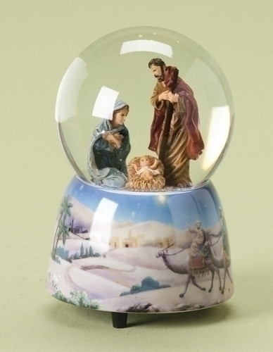 Holy Family Nativity Musical Silent Night Christmas Snow Water Globe 35131 New