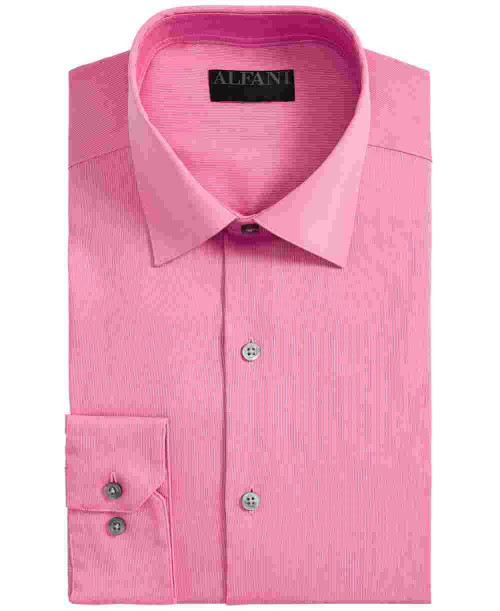 Alfani Men's Point Collar Classic Fit Dress Shirt Pink Size 17.5X32X33