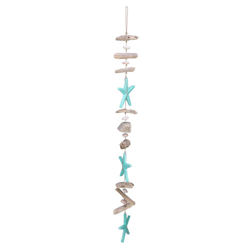 Beachcombers Blue Sea Star Starfish Driftwood and Rock Drop 36 Inch