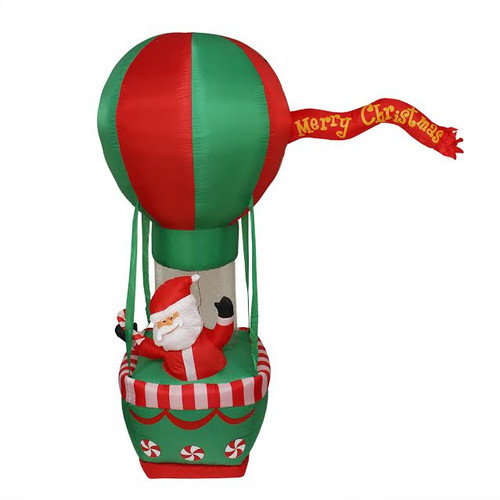 7' Inflatable Santa Claus on Hot Air Balloon Christmas Outdoor Decoration