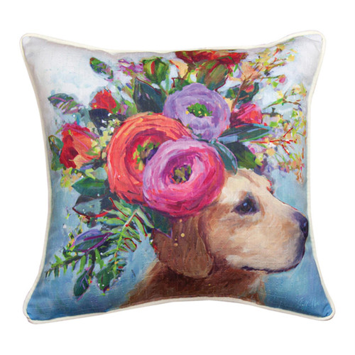 Dogs In Bloom Lab Poly Fiber Pillow With Multi Finish SLDIBL