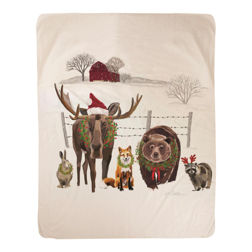 Cottonwood Farms Woodland Greeters Sherpa Fleece Throw With Multi SACFWG