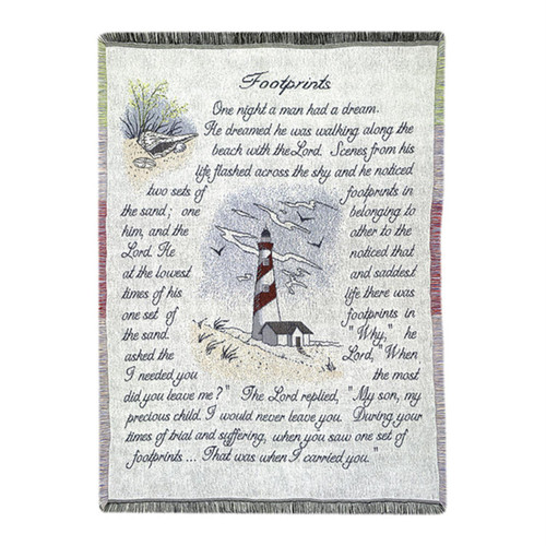 Footprints Inspirational Cotton Yarn Throw With Multi Finish ANF