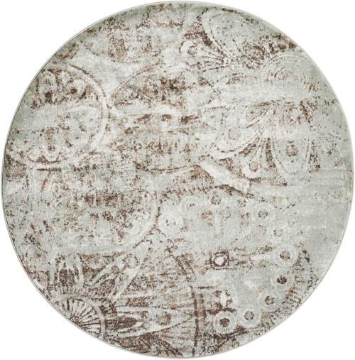 Nourison Euphoria 7'10" X 7'10" Round Area Rugs In Grey Finish 099446025531