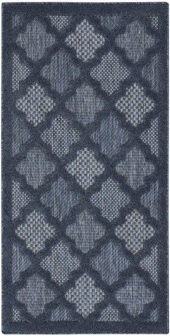Nourison Easy Care 2' x 4' Runner Rug With Navy Blue Finish 099446040510