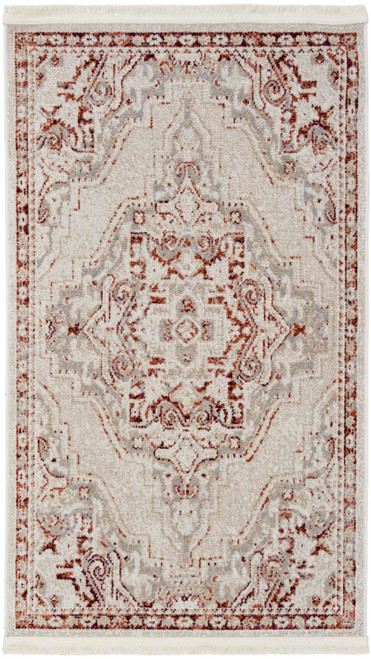 Nourison Geneva 2'2" x 3'9" Area Rug With Brick Silver Finish 099446882158