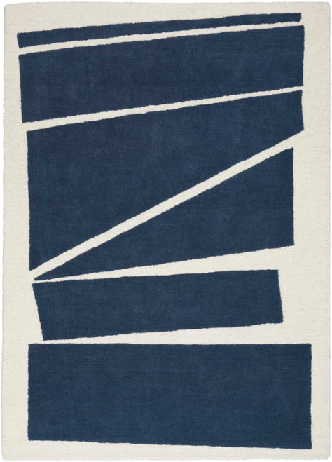 Nourison Modern Edge 7'9" x 9'9" Area Rug With Navy And Ivory 099446012463