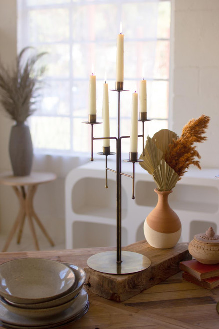 Kalalou Antique Brass Table Top Candelabra With Five Candle Holders NMP1142