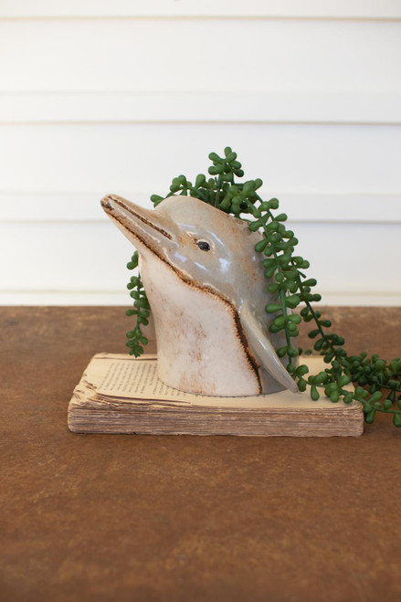 Kalalou Ceramic Dolphin Planter With Multi Finish CDV2159
