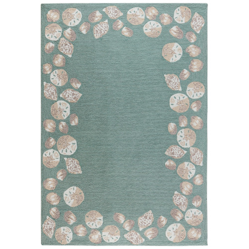 Liora Manne Capri Seashell Border 7'6" x 9'6" Aqua Area Rugs CAP71172304