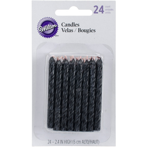 Birthday Candles 2.5" 24/Pkg-Black Striped Spirals