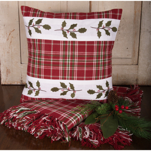 Red and White Plaid Christmas Afghan Throw Blanket 50" x 60"