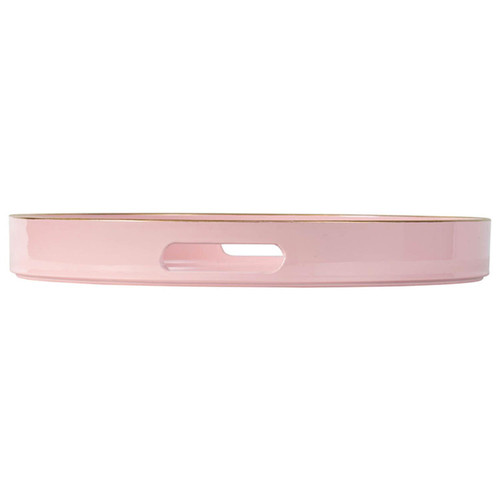 AB Home Transitional Round Decorative Tray With Blush Pink And Gold 44768