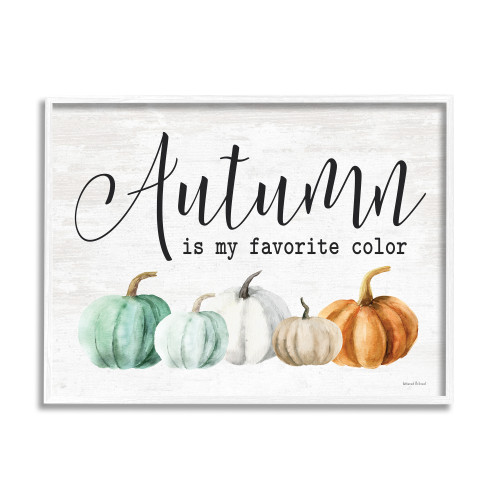 Fall Harvest “Autumn is My Favorite Color” White Framed Giclee Texturized Art, 24” x 30”