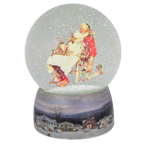 6.5" Norman Rockwell 'Santa and His Helpers' Christmas Snow Globe