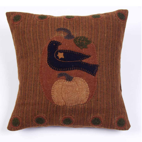 14" Halloween Crow and Pumpkin Throw Pillow Cover