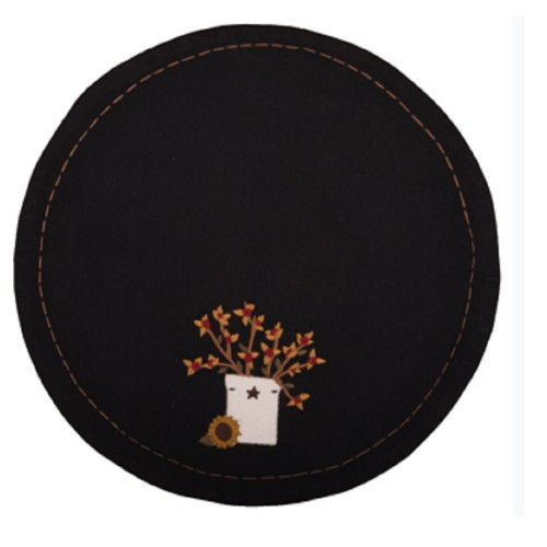 Set of 2 Fall Harvest Flowers in a Crock Candle Mat 15"