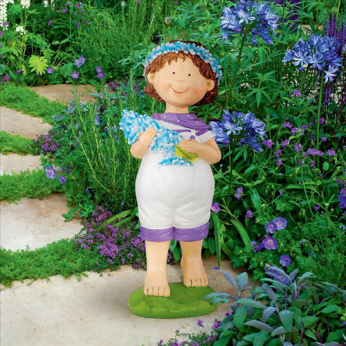 15.5” Thierry Bluebonnet Boy Outdoor Garden Statue