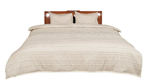 Ninety Six Uneven Stripe Beige and Brown Cotton King Comforter Set 96-143166-K