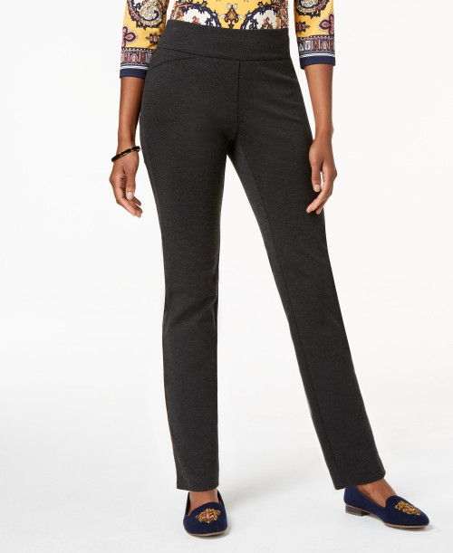 Charter Club Women's Petite Pull-On Ponte-Knit Pants Gray Size 16 P