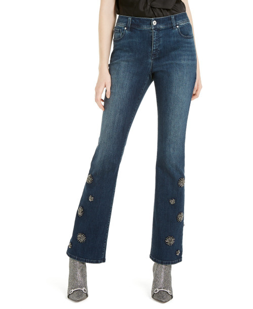 INC International Concepts Women's Embellished Bootcut Jeans Blue Size 8