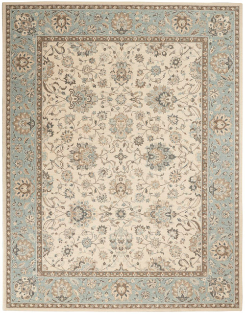 Nourison Living Treasures 8'3" x 11'3" Ivory And Aqua Area Rug 099446738608