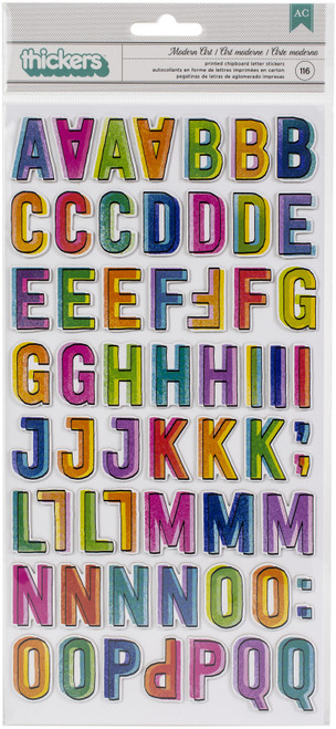 Vicki Boutin Color Study Thickers Stickers 116/Pkg-Modern Art Alphabet/Chipboard