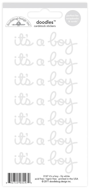Doodles Cardstock Stickers-Lily White It's A Boy