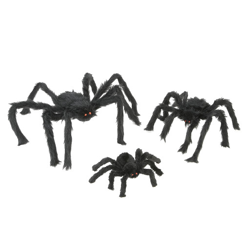Set of 3 Black Creepy Spider Halloween Decorations
