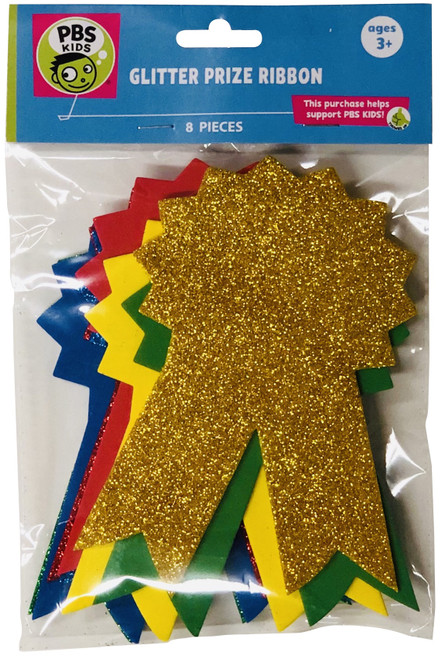 Glitter Foam Shapes 8/Pkg-Prize Ribbon