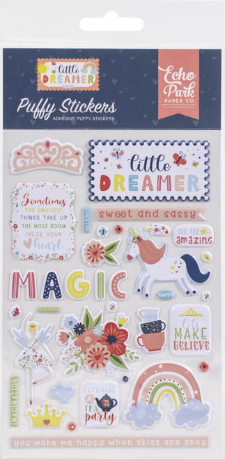 Little Dreamer Girl Puffy Stickers-