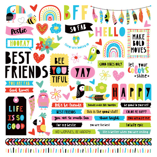 Birds Of A Feather Stickers 12"X12"-Elements