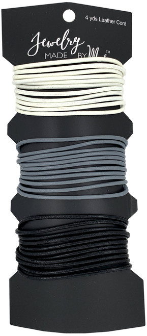 Jewelry Made By Me Leather Cord-White, Grey, Black
