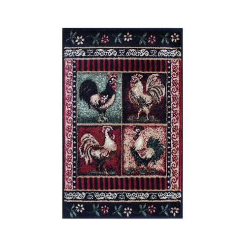 Flash Furniture Black Rooster Themed Olefin 2' x 3' Area Rug ACD-RG577-23-BK-GG