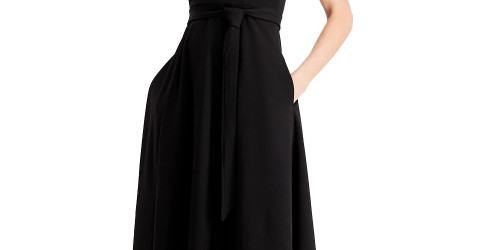 Calvin Klein Performance Women's Belted Midi Fit Flare Cocktail Dress Black Size 2 Calvin Klein Performance Women's Belted Midi Fit Flare Cocktail Dress Black Size 2